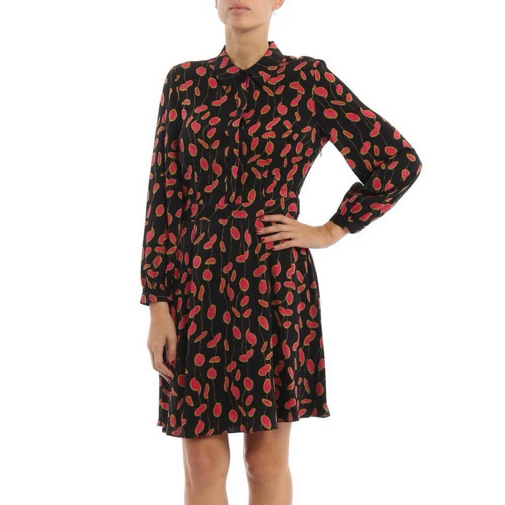 Diane Von Furstenberg DVF Chrissie Silk Long Sleeve Shirt Dress Abstract Print